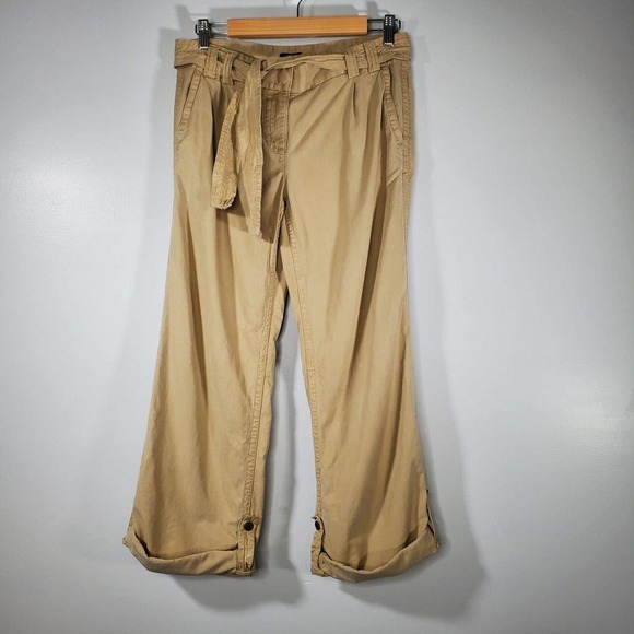 J. Crew City Fit Tie Waist Rolled Cuff Wide Leg Pants Khaki Size 2 - Picture 11 of 11